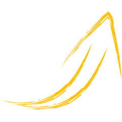 Poster - digital png illustration of yellow curved arrow on transparent background