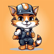 CUTE CAT Handyman cartoon character mascot design vector illustration 