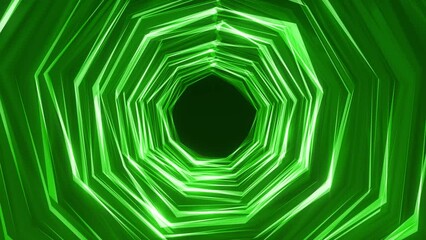 Wall Mural - abstract hexagon Tunnel Green Neon Futuristic background with lines (looping Video)