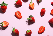 Fresh Strawberries On Lilac Background