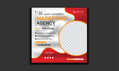 Wall Mural - Business marketing agency promotion social media post template. Editable square banner design with place for the photo.