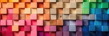 Abstract Block Stack Wooden 3d Cubes, Colorful Wood Texture For Backdrop