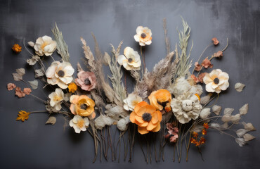 Wall Mural - stylish mood board with dried flowers