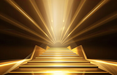 Wall Mural - golden stairs filled with light background