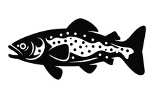 River Salmon Fish Silhouette, River Salmon Fish Vector Icon , River Salmon Fish Illustration
