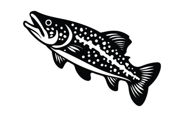 River Trout Fish Vector, River Trout Fish Silhouette
