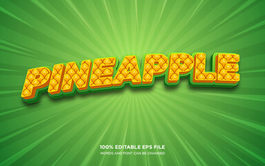 pineapple 3D editable text style effect