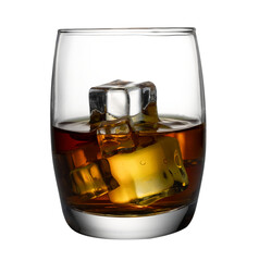 Wall Mural - ice cube whiskey glass isolated on white background whiskey on the rocks PNG elements