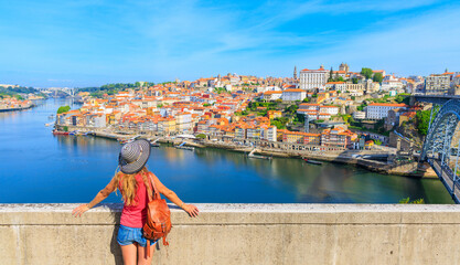 woman tourist in porto- tour tourism, travel, vacation in portugal