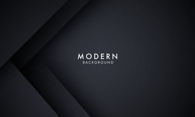 Modern black geometric background with overlapping layers and shadows. Vector illustration