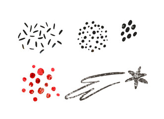 Wall Mural - space illustration in childish style. set of cosmos elements such as rocket, stars, asteroids, ufo, 
