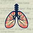 World Lung Cancer Day Poster with white cancer awareness ribbon vector. White awareness ribbon, human lungs vector. August 1. Important day
