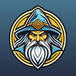Wizard mascot logo design vector with modern illustration concept style for badge, emblem and t shirt printing. Wizard illustration for sport and esport team.Wizard coin