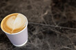 © Wavebreak Media - Close up of fresh cup of coffee on black countertop, copy space