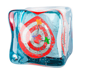 Poster - darts frozen in ice cube, 3d rendering