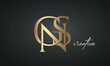 luxury letters GNS golden logo icon premium monogram, creative royal logo design