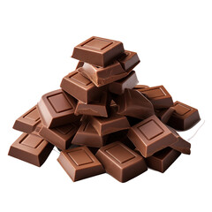 Poster - Chocolate pieces isolated on white background with clipping path.