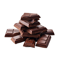 Poster - Chocolate pieces isolated on white background with clipping path.
