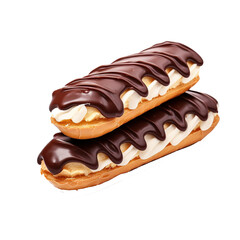 Poster - Eclairs with chocolate isolated on white background