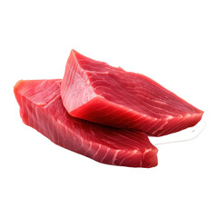 Wall Mural - Two slice of raw tuna meat isolated on white background