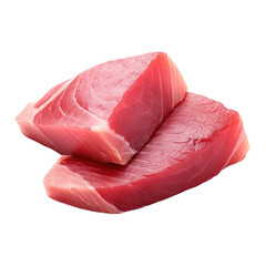 Poster - Two slice of raw tuna meat isolated on white background