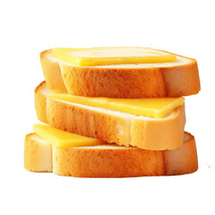 Poster - slices of cheese on bread toast isolated on white background with clipping path.