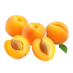 Poster - Set of apricot with half of apricot and apricot kernel isolated on white background.