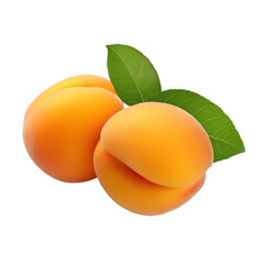 Poster - Apricot fruit with apricot leaf isolated on white background.