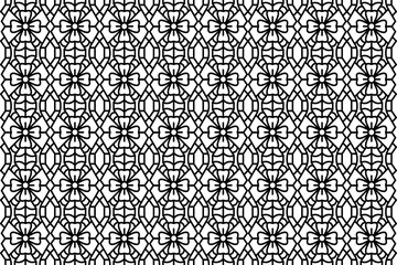 Poster - Lace, trim line art seamless pattern. Black and white abstract repeating pattern for wallpapers, textile, fabric, cover, backgrounds, printing and other designs.