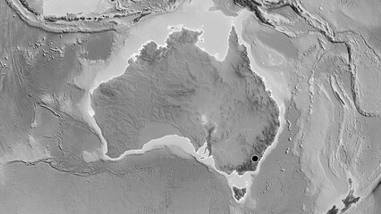 Shape of Australia. Outlined. Grayscale.