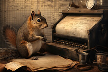 Squirrel On A Typewriter