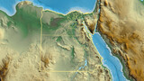 Shape of Egypt with regional borders. Relief.
