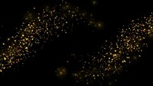 4K Golden Sparkles Magic Light Particle Tail Line. Christmas Gold Glitters. 3D Glowing Dust Trail. Explosion Fireworks. Intro Opener. Bokeh. Birthday, Anniversary, New Year, Event, Christmas, Festival