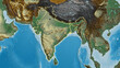 Shape of India. Outlined. Relief map