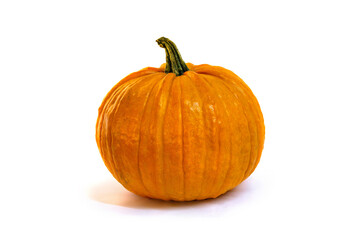Wall Mural - yellow orange raw fresh pumpkin on a white background
