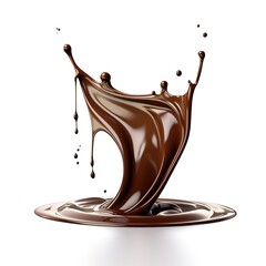 Liquid Chocolate Flowing Down on a White background