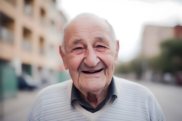 Wall Mural - Happy smiling 90 year old elder senior man portrait.