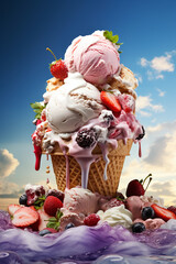 ice cream with fruits