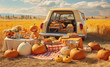 Halloween Pumpkin Patch Picnic. Have a picnic in the middle of a pumpkin field, with a cozy blanket, tasty treats and fall decorations.