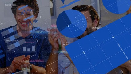 Poster - Animation of financial data processing over diverse business people