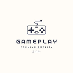 game controller device line art logo vector minimalist illustration design, virtual console game play logo design