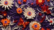 Paper Art Style Colorful Florals Butterflies Seamless Pattern Design Wallpaper Generated By AI