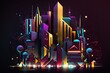 Abstract 3D megacity nightlife for creative posters, ads, and flyers. Generative AI