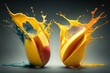 Two mango drinks crashing. Generative AI