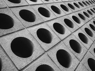 Poster - architecture details cement wall circle pattern geometric block industry background