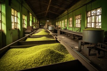 Wall Mural - tea processing factory interior, conveyor belts