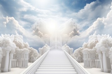 Wall Mural - Staircase or Path to heaven, the concept of enlightenment