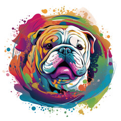 A heartwarming English bulldog world environment day t-shirt design, the bulldog shown in a cozy home setting with potted plants and eco-friendly elements, Generative Ai