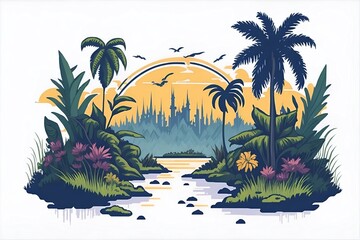 Florida sea shore palm beach. AI generated illustration