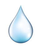 Fototapeta Dinusie - Bright blue water drop isolated on transparent background